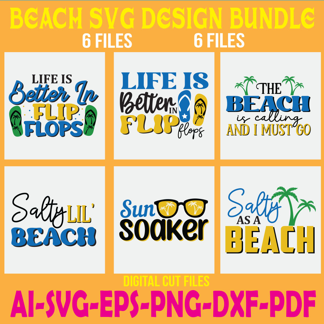 Beach SVG Design Bundle cover image.