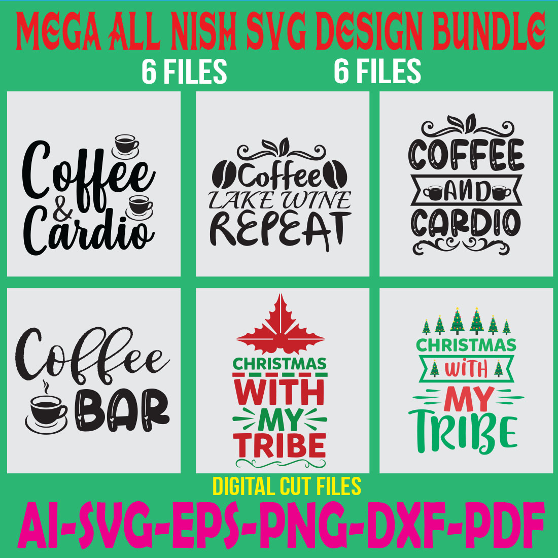 Mega All Nish SVG Design Bundle cover image.