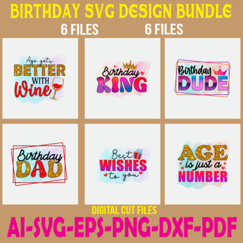 Birthday SVG Design Bundle cover image.