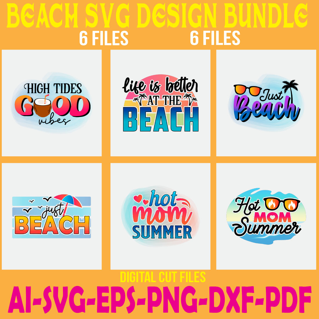 Beach SVG Design Bundle cover image.