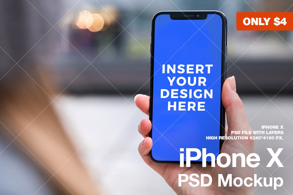 iPhone X PSD Mockup preview image.