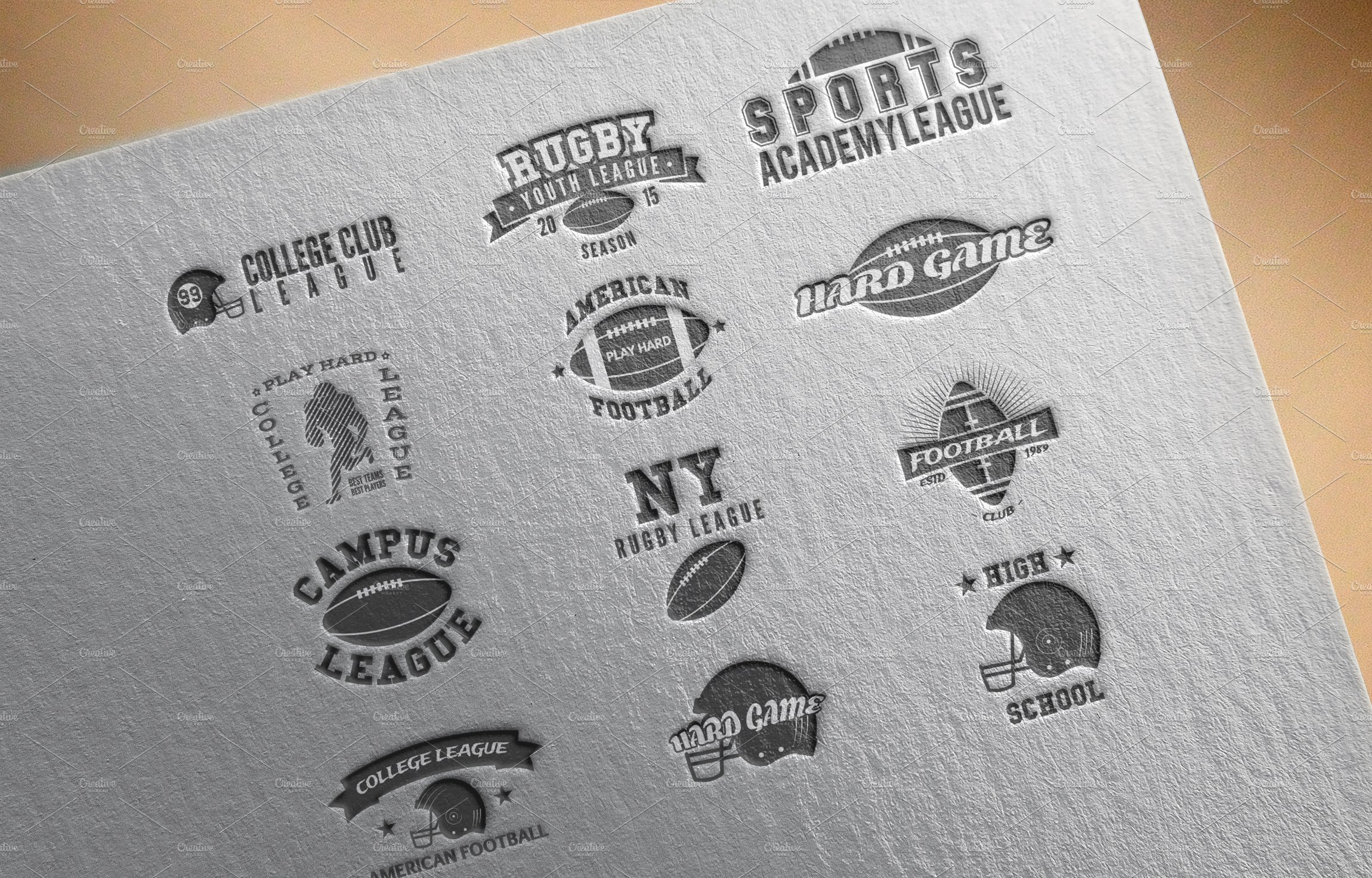 12 Football Labels & Patterns preview image.