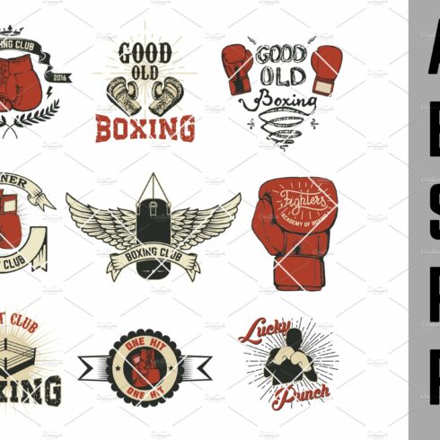 Boxing. Boxing club labels SVG cover image.