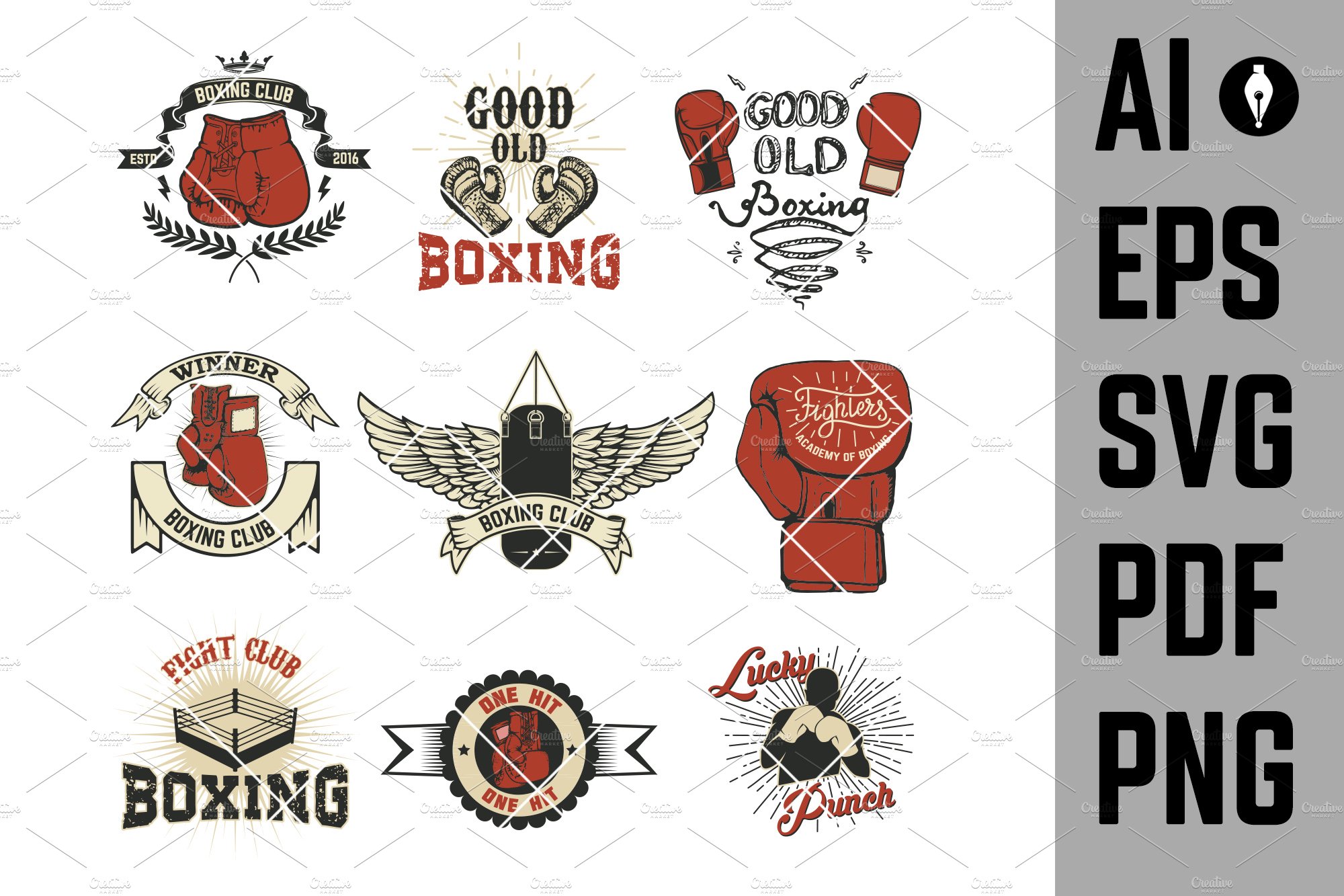 Boxing. Boxing club labels SVG cover image.