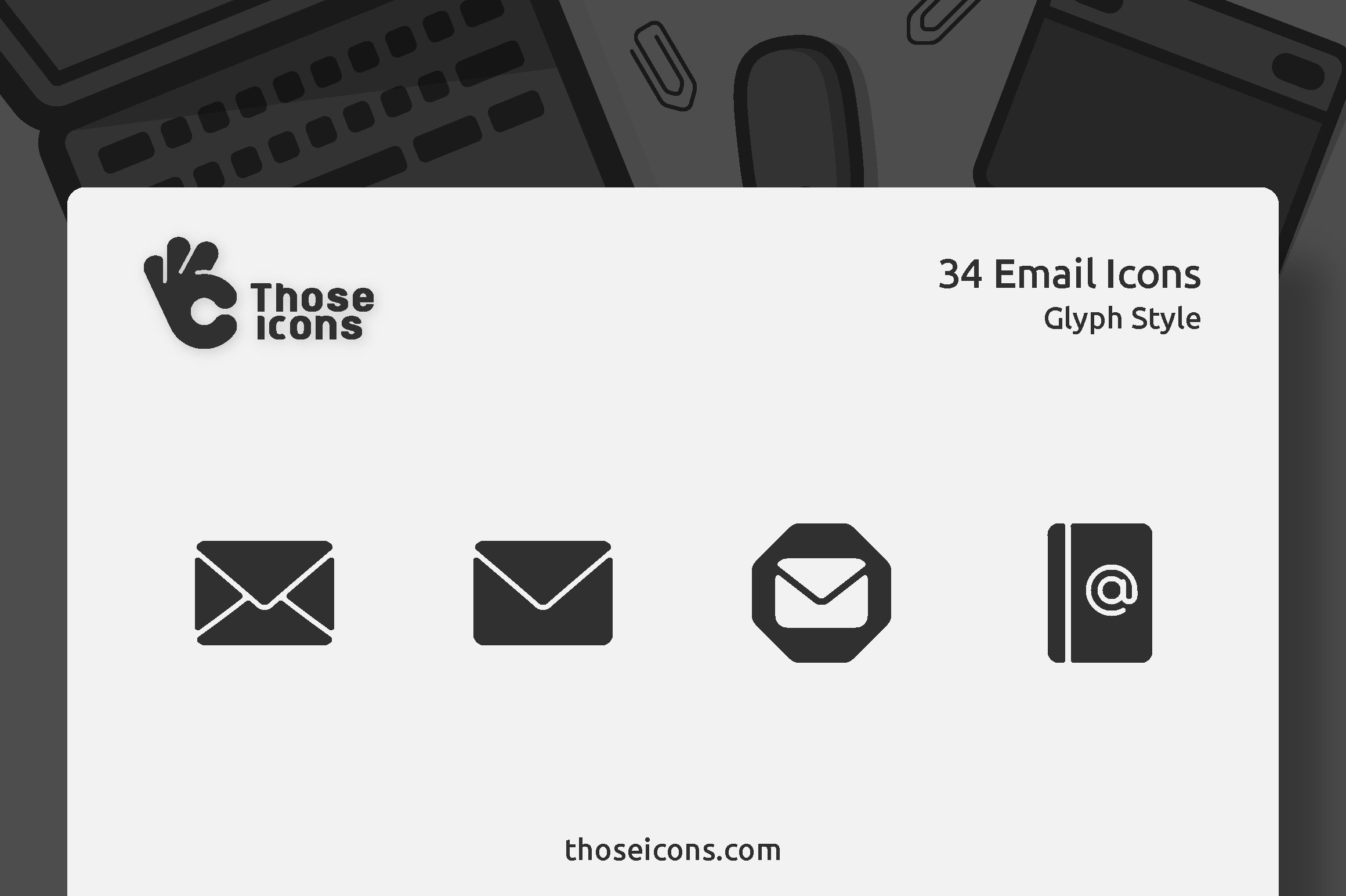 34 Email Vector Glyph Icons cover image.