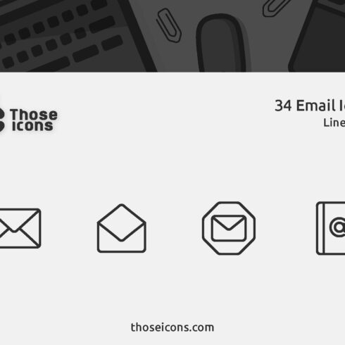 34 Email Vector Line Icons cover image.