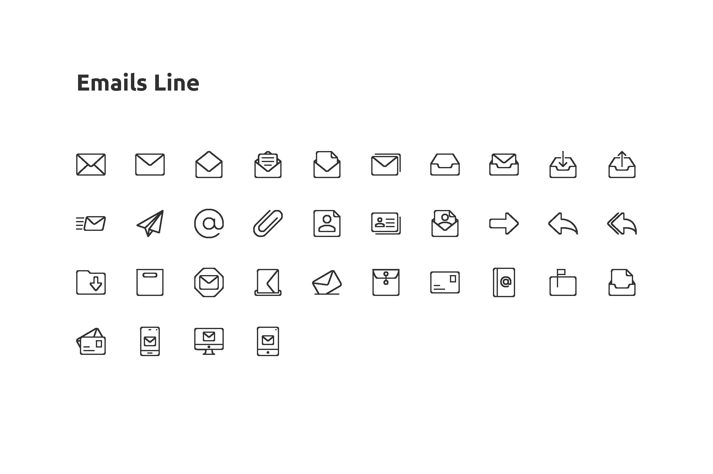 34 Email Vector Line Icons preview image.
