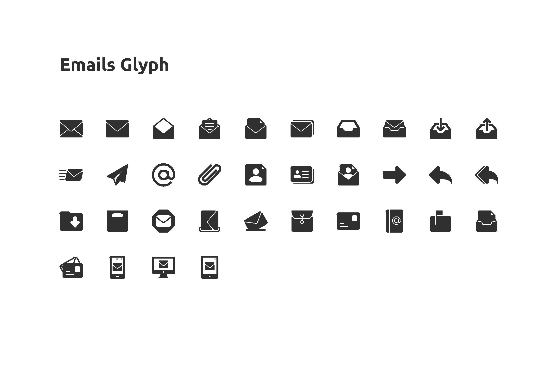 34 Email Vector Glyph Icons preview image.