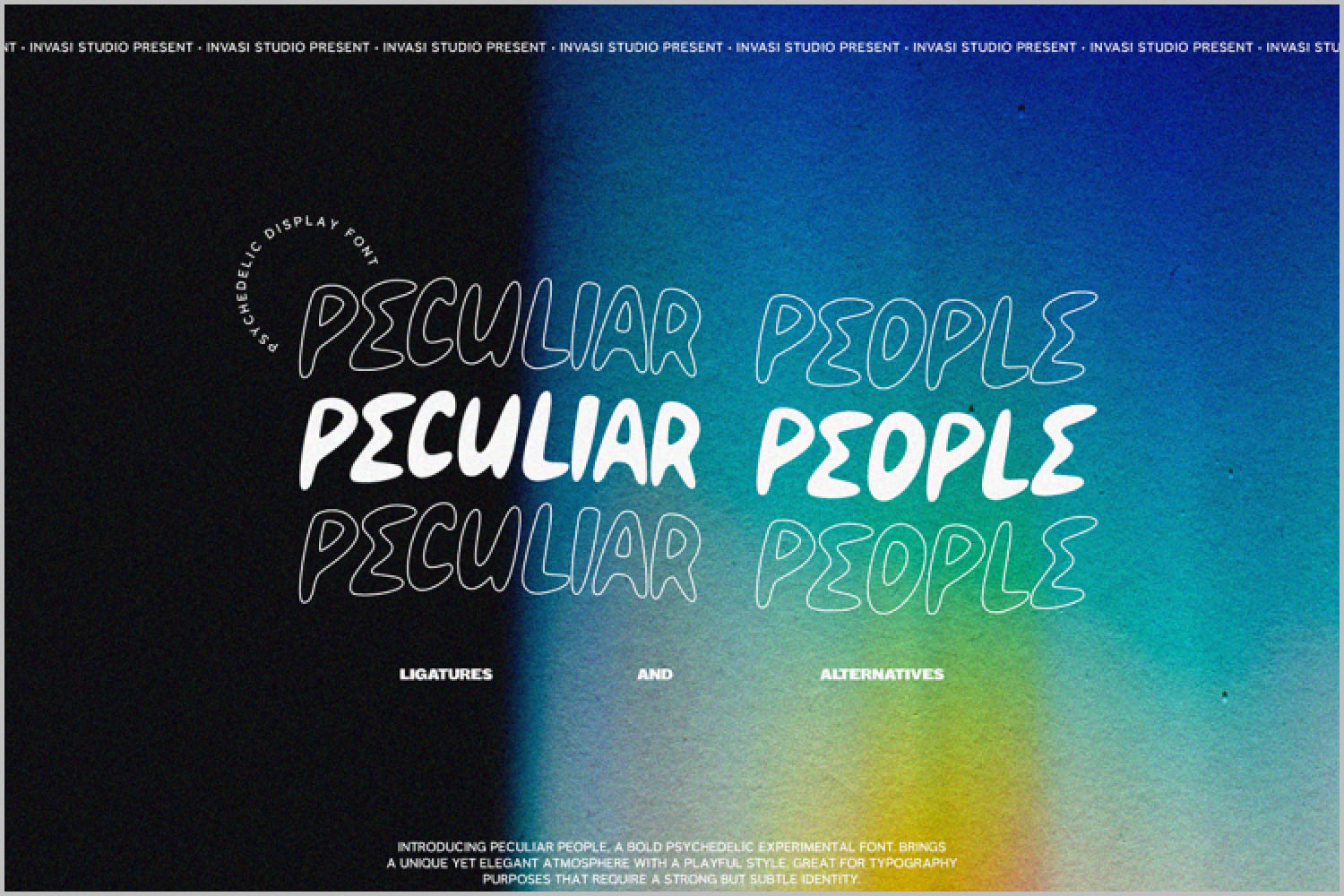 Peculiar People Font text on a gradient background.