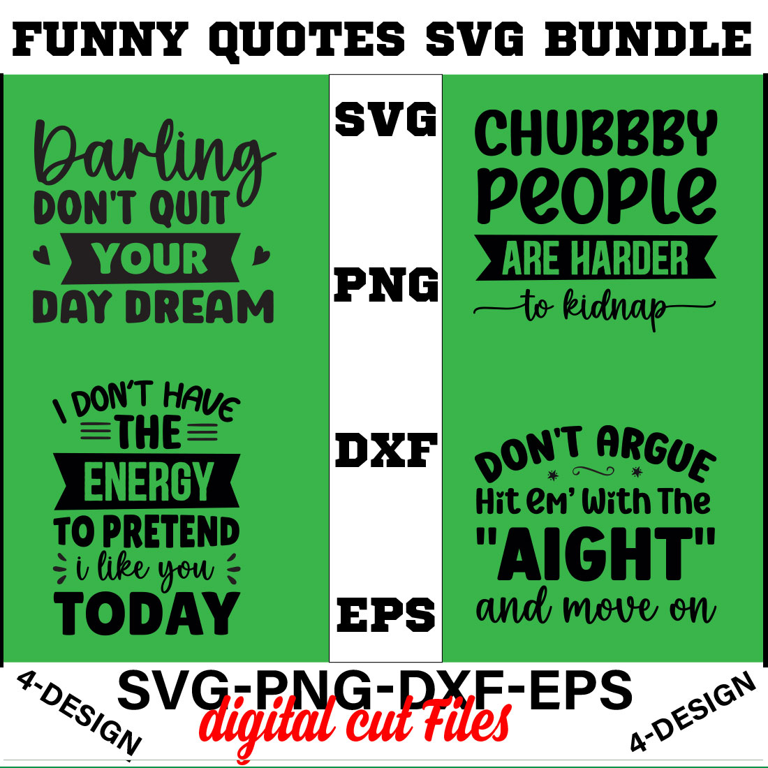 Funny Quotes SVG Bundle Vol-01 cover image.