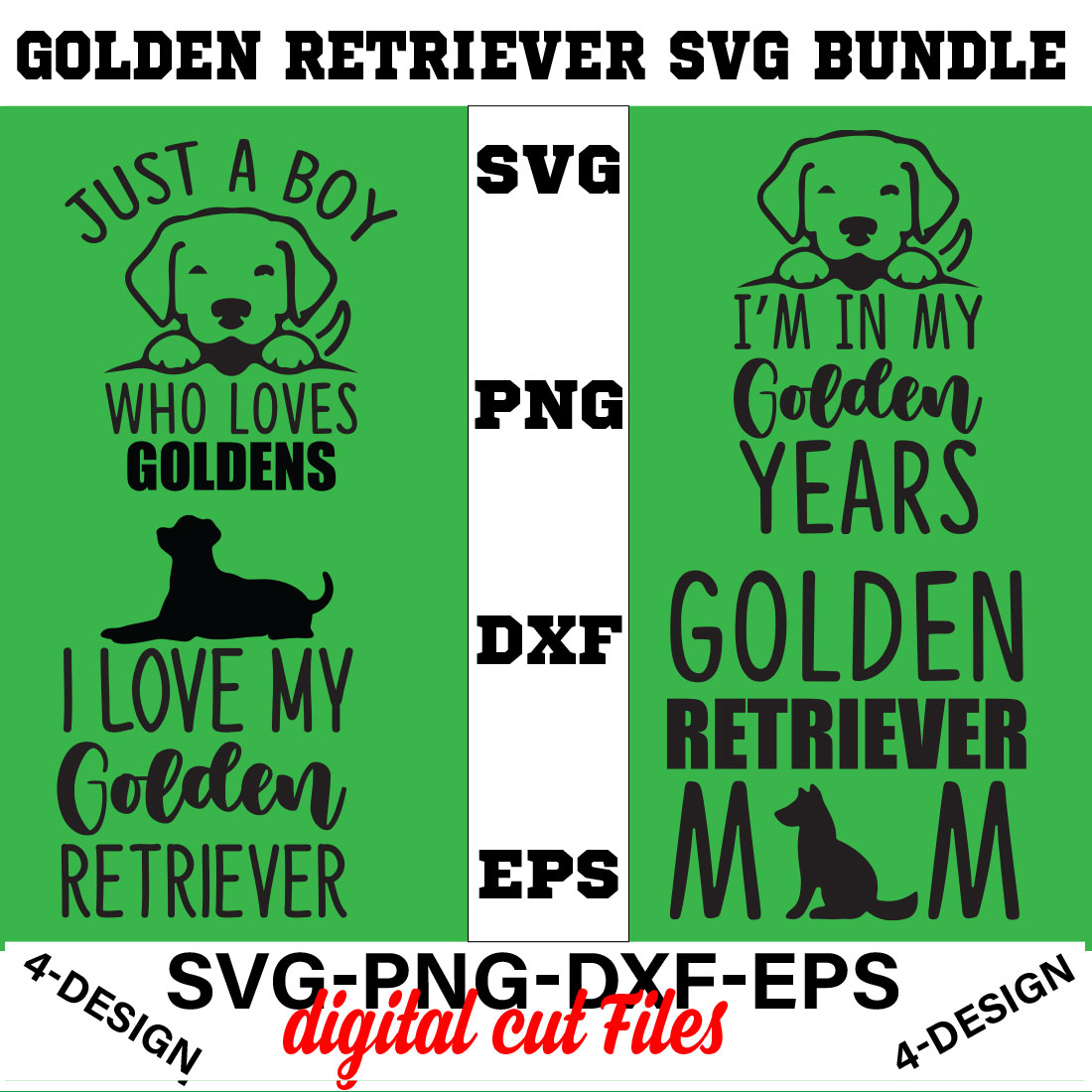 Golden Retriever SVG Bundle Vol-03 cover image.