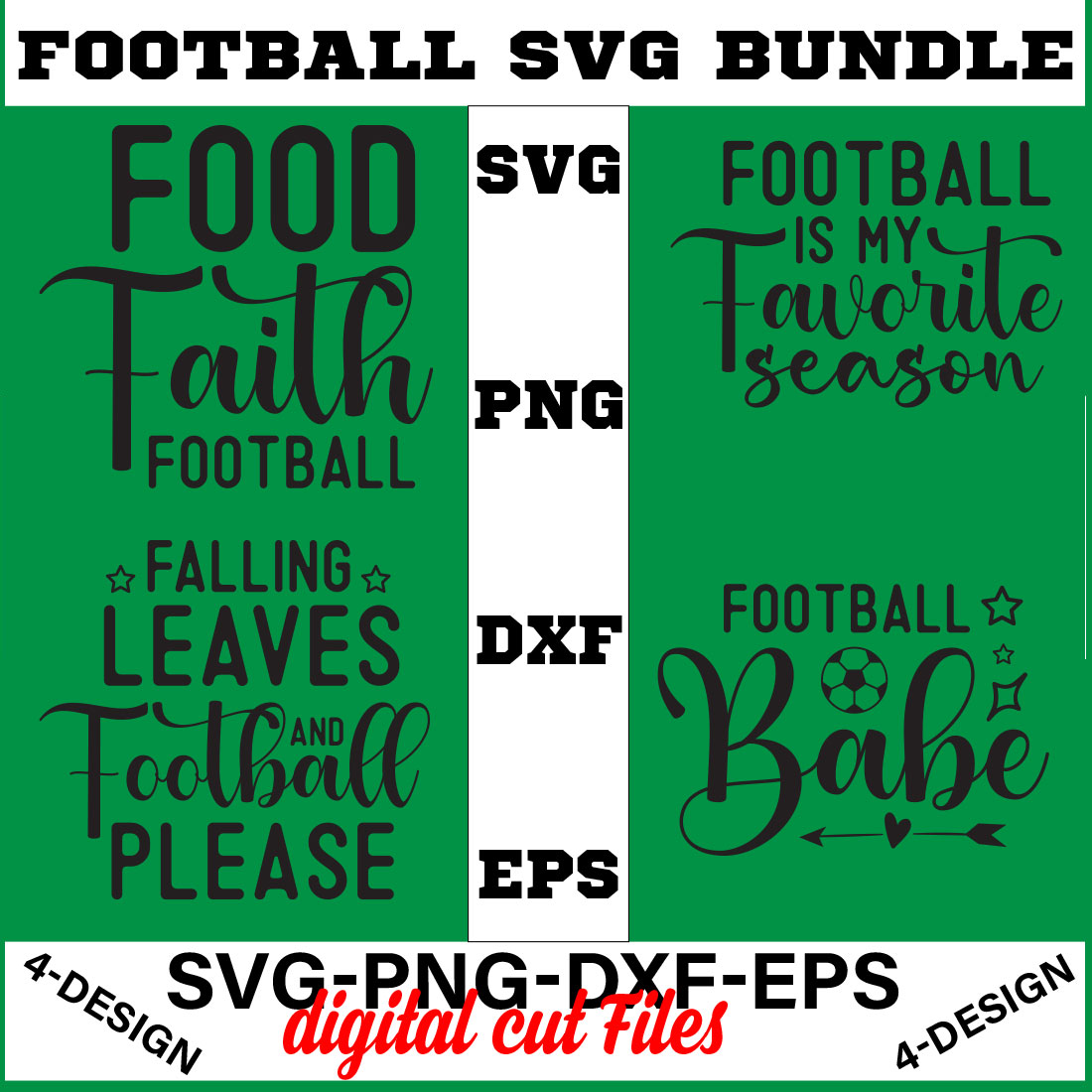 Football SVG T-shirt Design Bundle Volume-04 cover image.