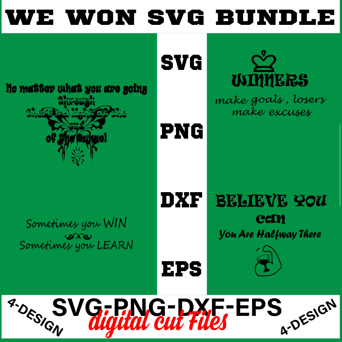 We Won SVG T-shirt Design Bundle Volume-06 cover image.