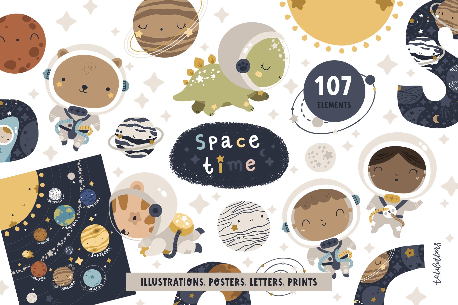 Space time Kids illustrations cover image.