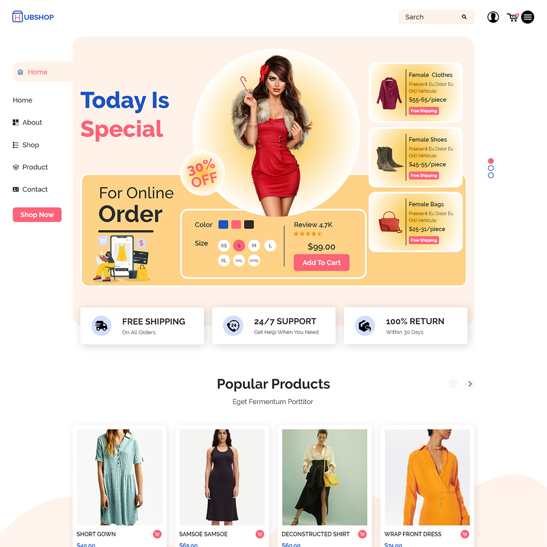 E-commerce Website PSD & XD Templates preview image.