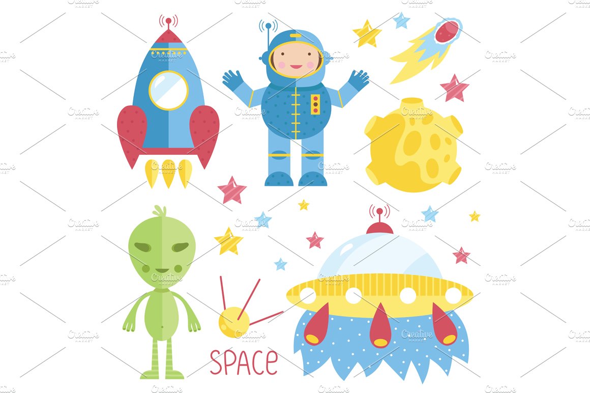 Cartoon illustration about space. cover image.