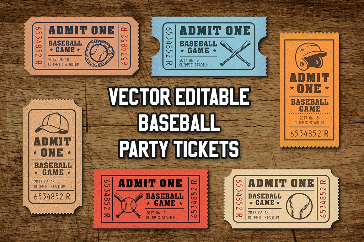 Vector Editable Baseball Tickets cover image.
