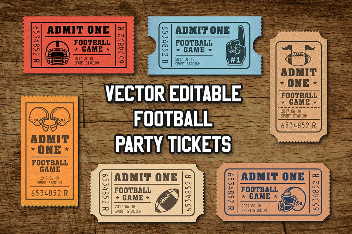 Vector Editable Football Tickets cover image.