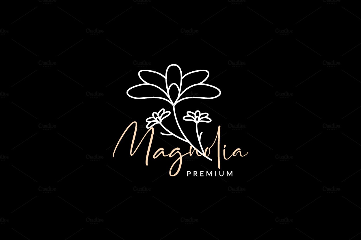 magnolia flower beauty logo design cover image.