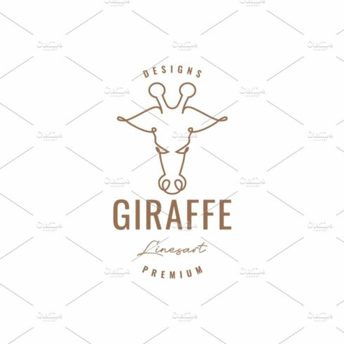 lines art giraffe head logo design cover image.
