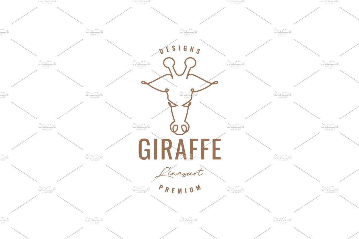 lines art giraffe head logo design cover image.