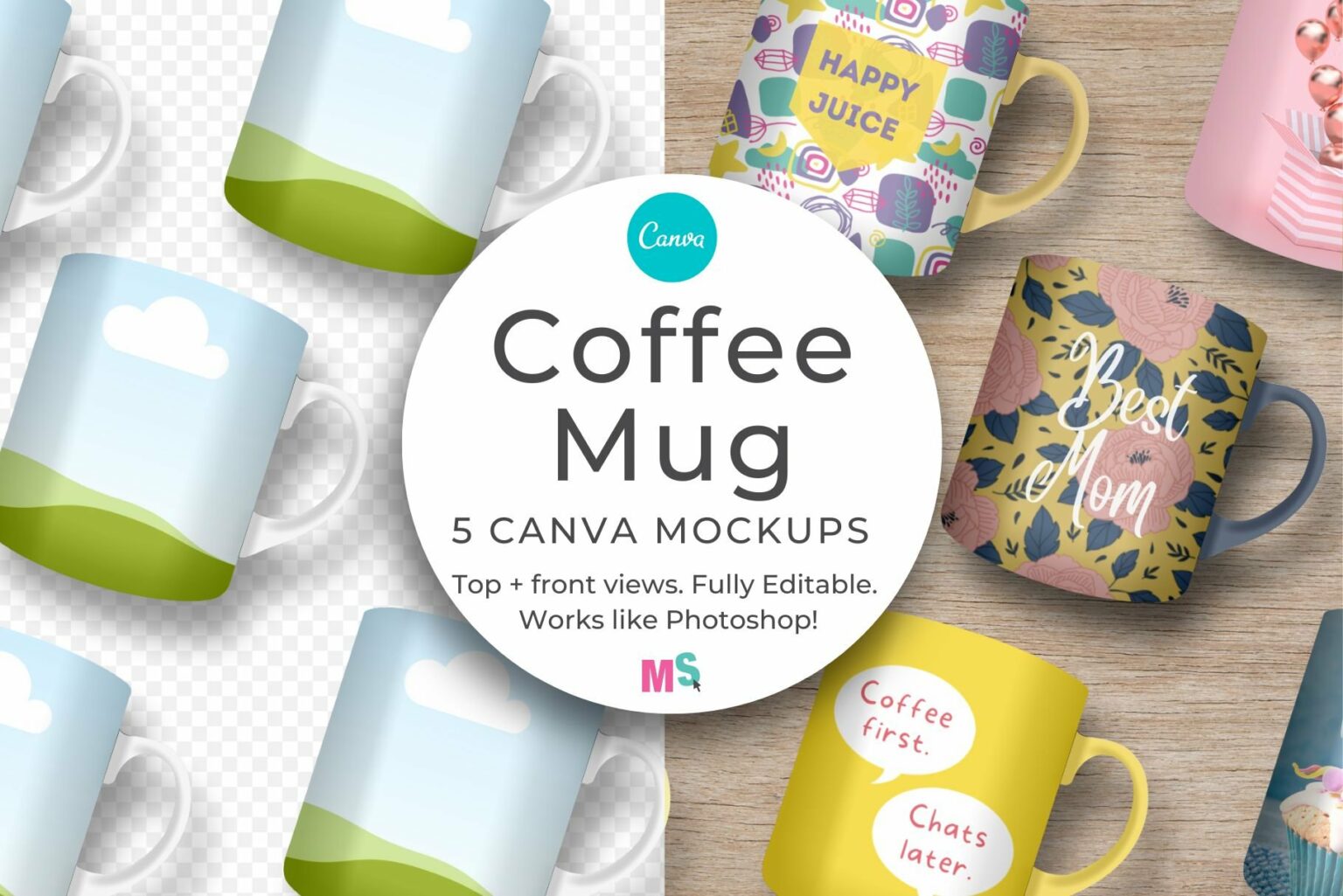 Ceramic Coffee Mug Mockup For Canva   MasterBundles