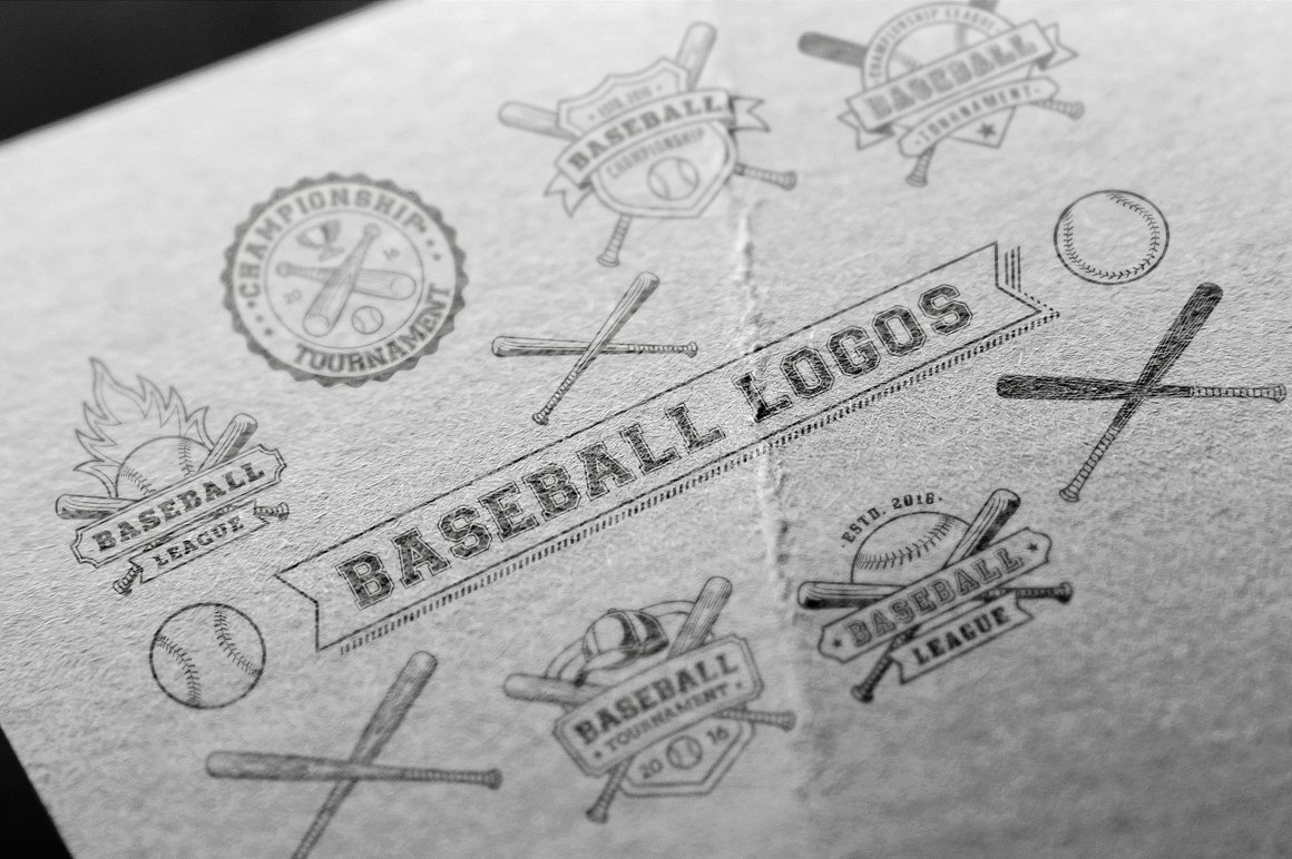 Vector Editable Baseball Logos preview image.