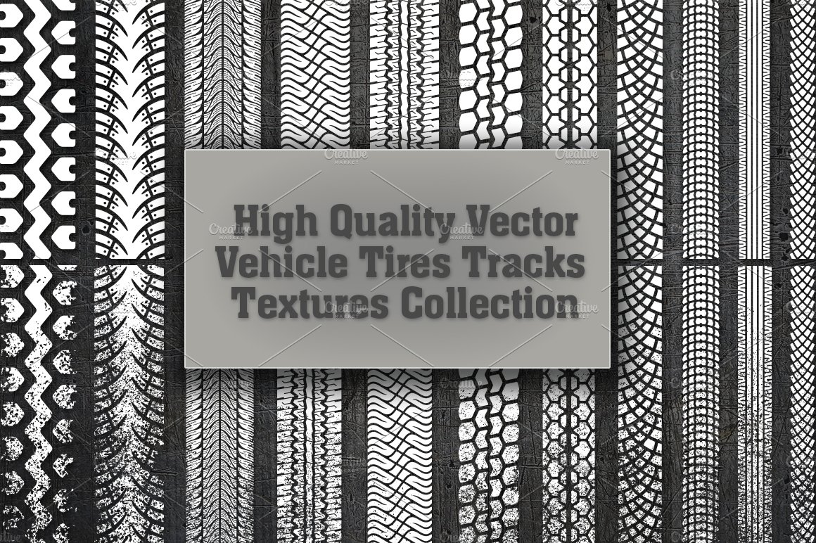 Big Vector Tire Tracks Set cover image.