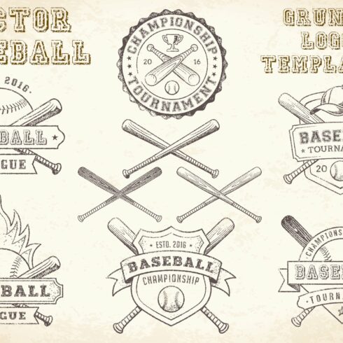 Vector Baseball GrungeLogo Templates cover image.