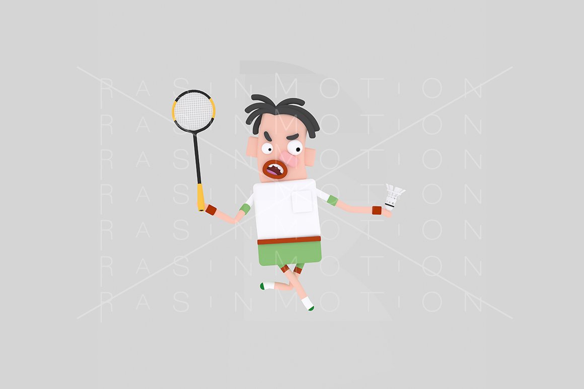 3d illustration. Badminton Man. cover image.