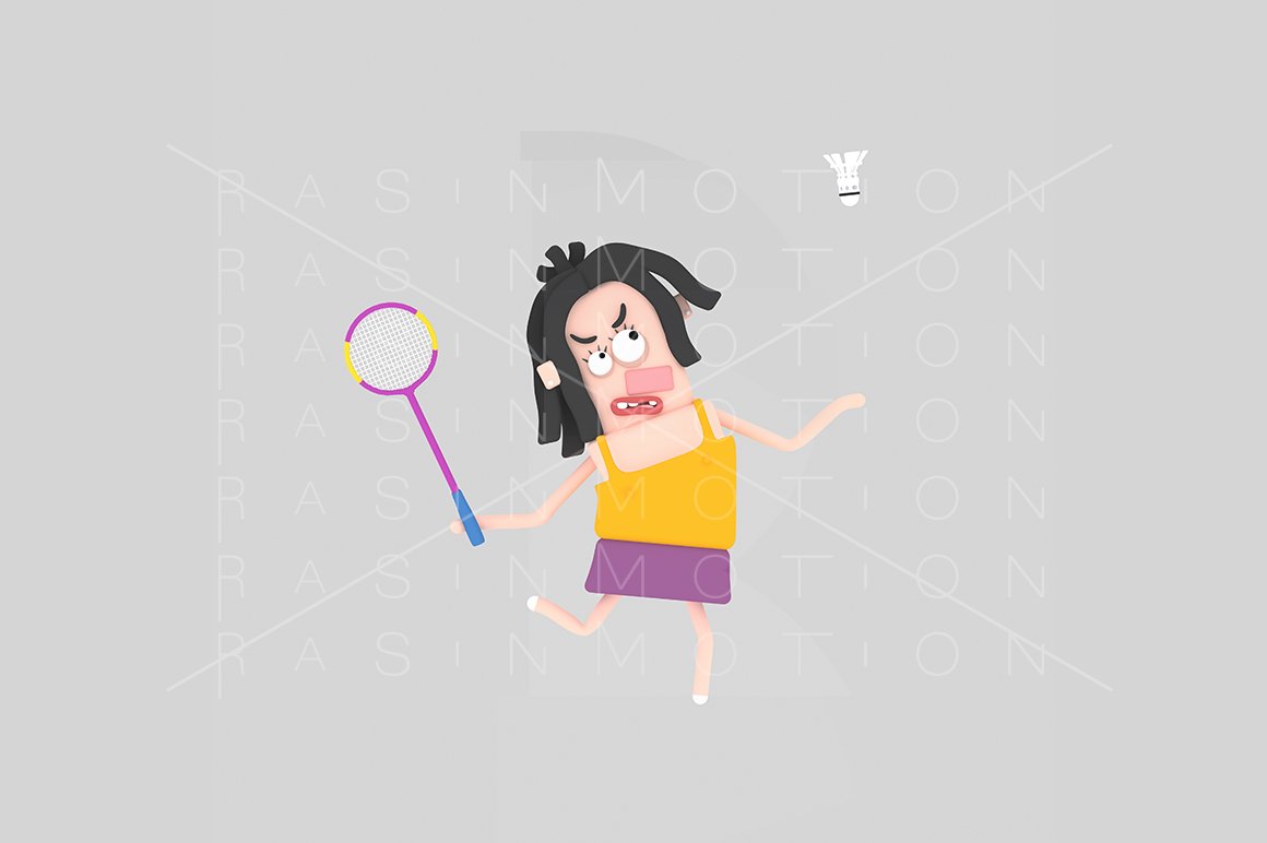 3d illustration. Badminton woman. cover image.