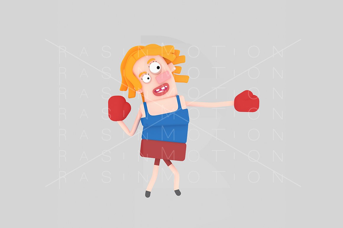 3d illustration. Boxing girl. cover image.