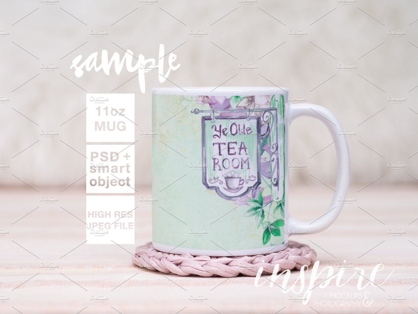 11oz Ceramic Mug Mockup + PSD preview image.