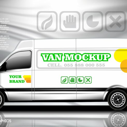 Vector modern bus mockup cover image.