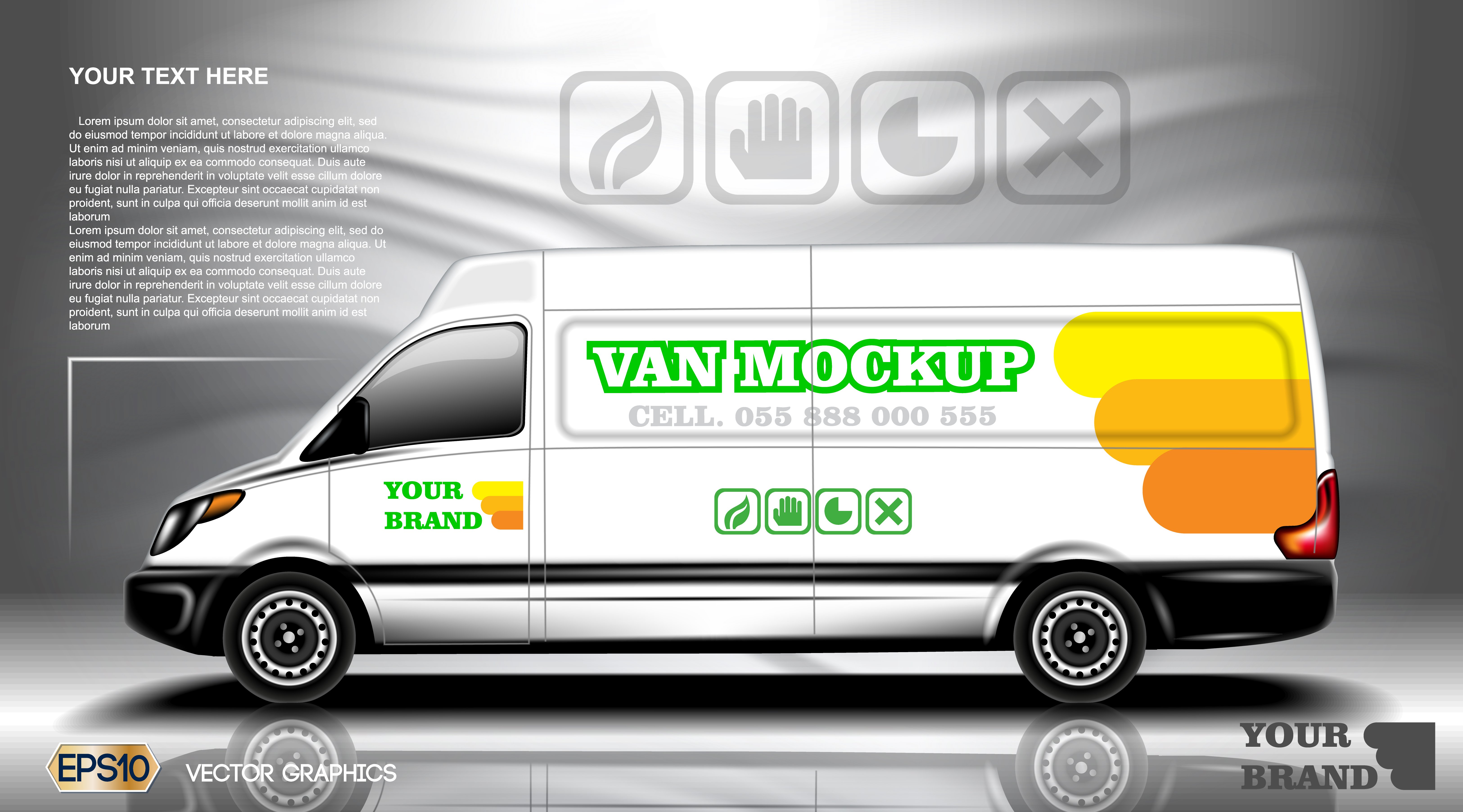 Vector modern bus mockup cover image.