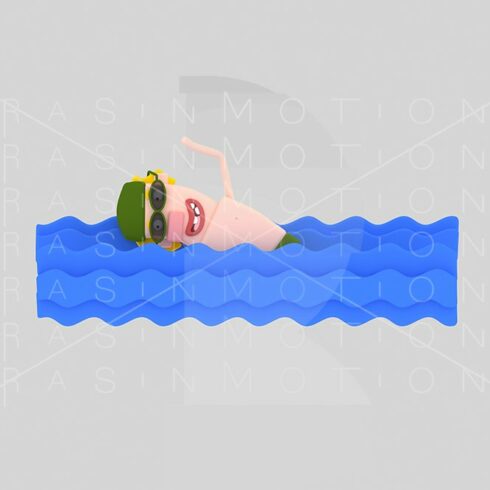3d illustration.  Swimming Man. cover image.