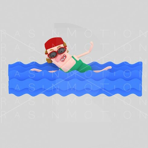 3d illustration. Swimming woman. cover image.