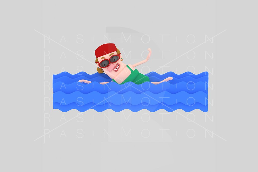 3d illustration. Swimming woman. cover image.