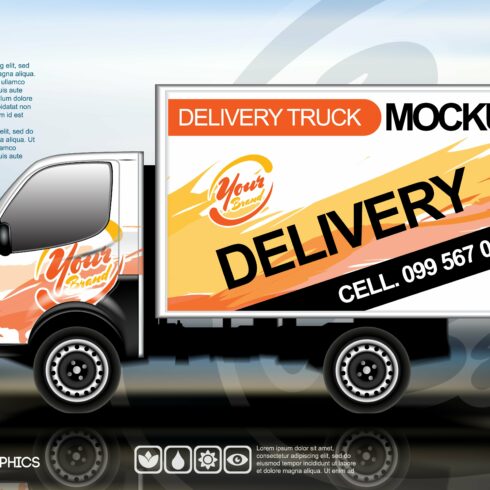Vector modern truck mockup cover image.