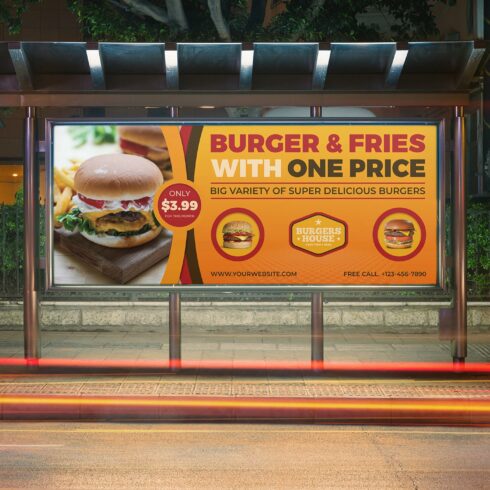 Burger Restaurant Billboard Template cover image.