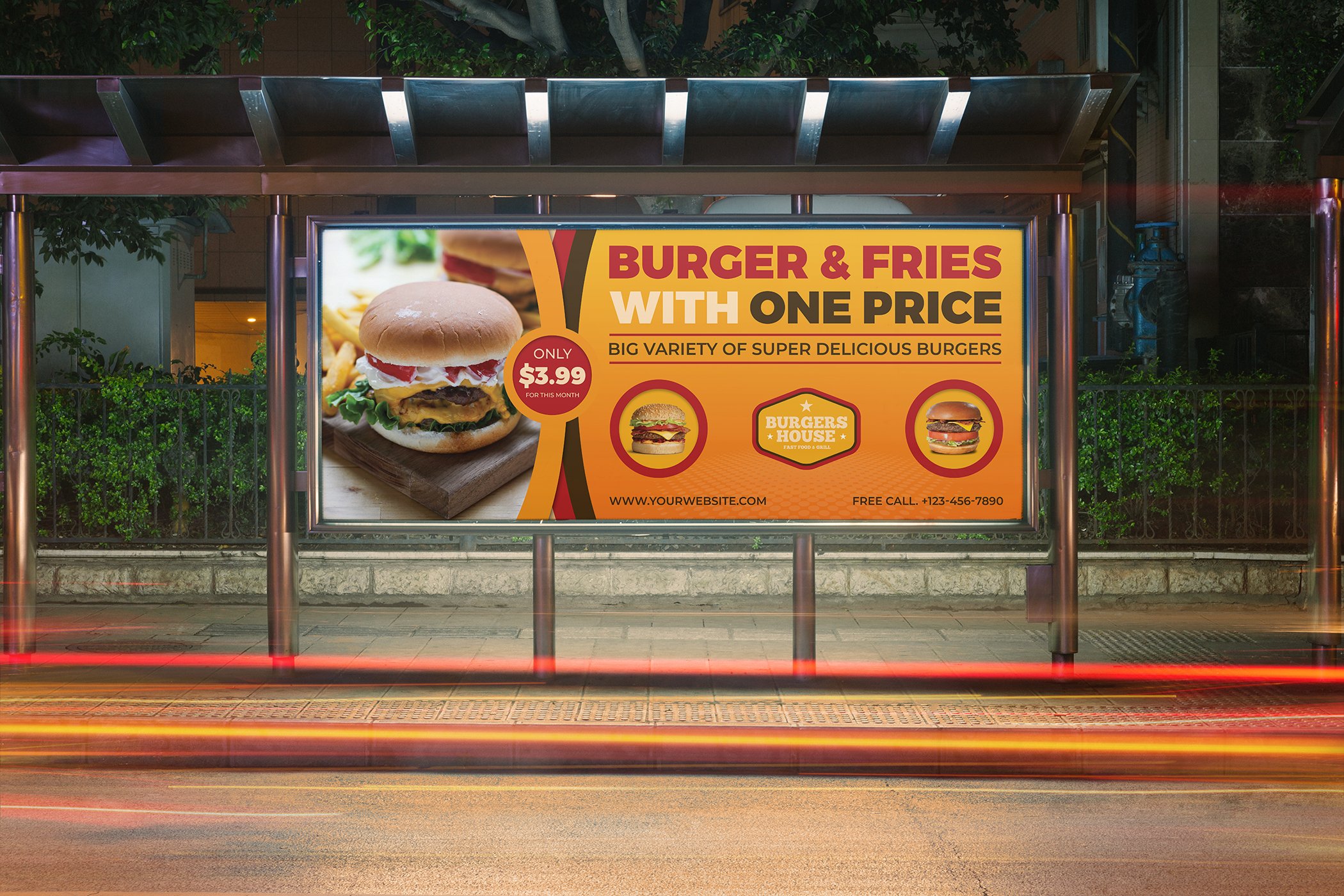 Burger Restaurant Billboard Template cover image.