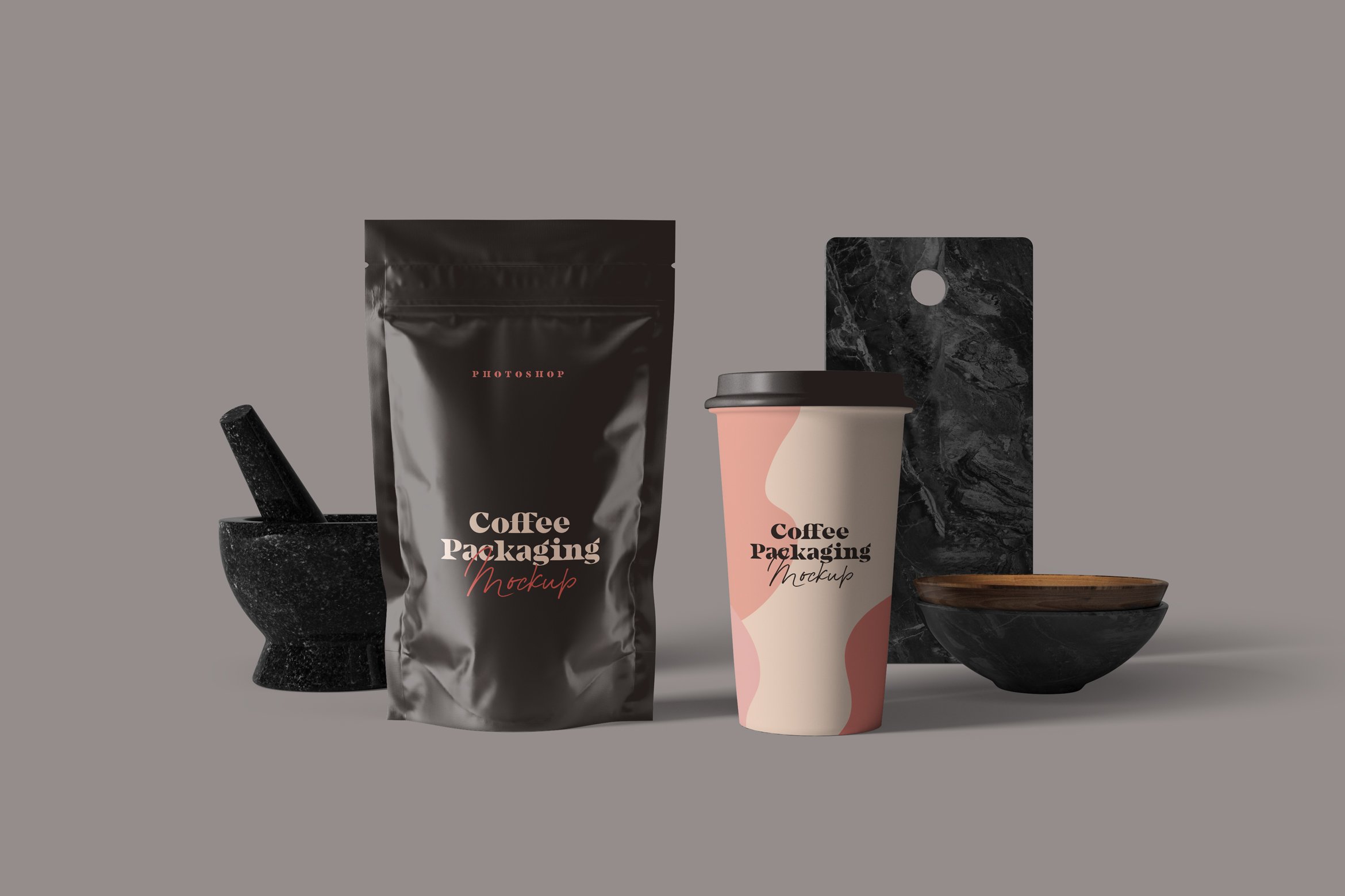 Coffee Pouch Packaging Mockups cover image.