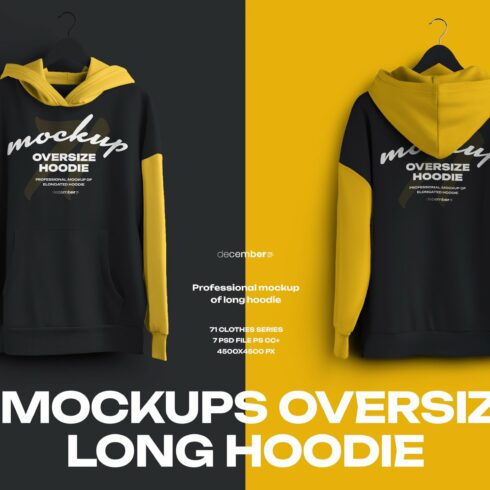 7 Mockups Oversize Long Hoodies cover image.