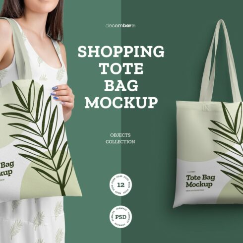12 Shopping Tote Bag Mockups cover image.