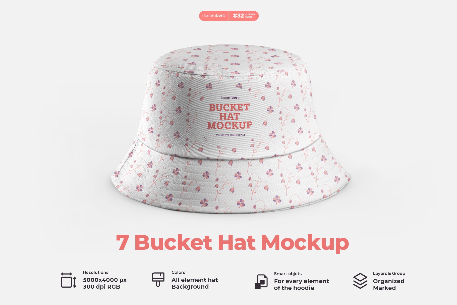 7 Bucket Hat Mockups cover image.