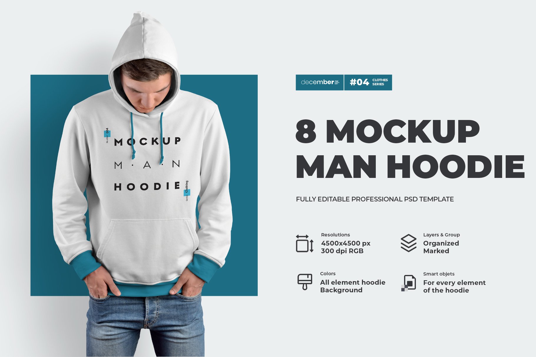 8 Men Hoodie Mockups cover image.