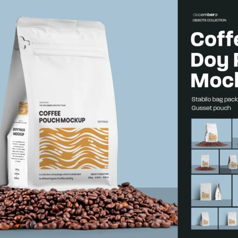 10 Coffee Bag Doy Pack Mockups cover image.
