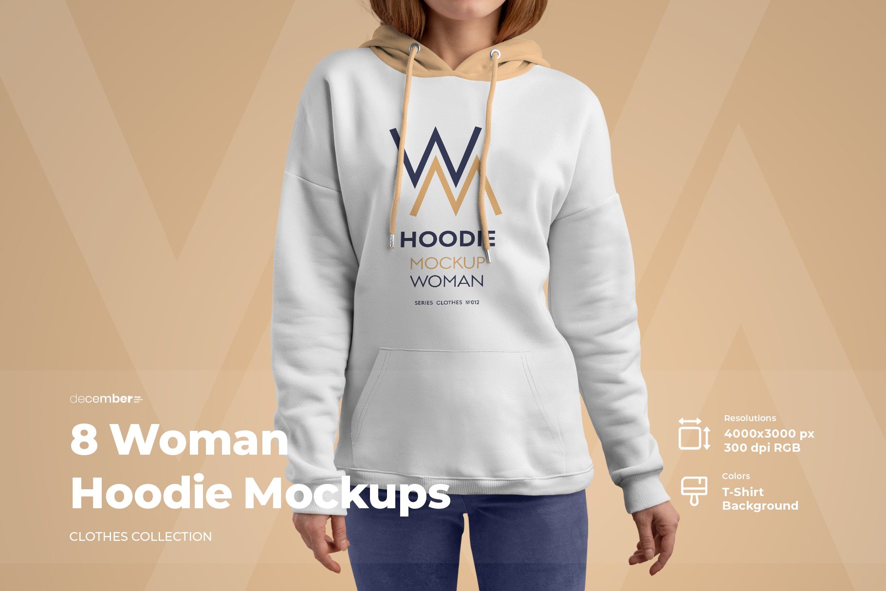 8 Mockups Woman Hoodie cover image.
