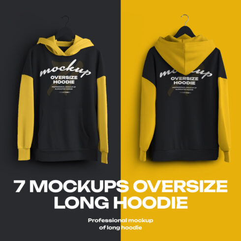 7 Mockups Oversize Long Hoodies cover image.
