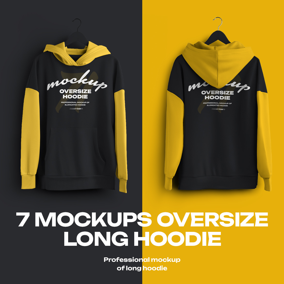 7 Mockups Oversize Long Hoodies - MasterBundles